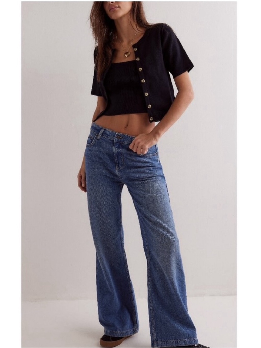 Free People We The Free The Stride Wide-Leg Women's Jeans in Blue